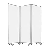 高級 デラックス Comai 3連 パーテーション (幅1800mm × 高さ1800mm / ホワイト/折りたたみ/可動式) 自立式 おしゃれ 連結可能 (オフィス/学校/会議室/飲食店) キャスター付き 目隠し 感染防止(TP3-1806BN-EEWW) 耐震