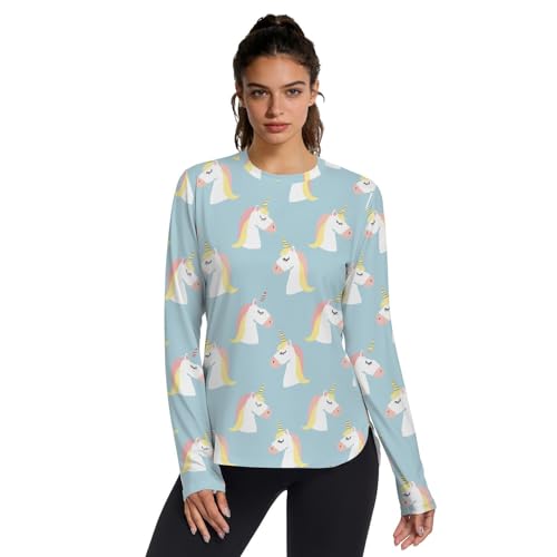 T-shirt de sport pour femme Licorne Blanche anti-UV SPF 50+ XS-3XL