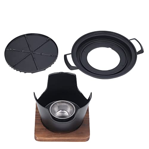 Mini Juego De Parrillas Para Barbacoa Barbacoa De Carbón Parrilla De Mesa De Carbón Barbacoa De Estilo Japonés Parrilla Redonda Para Interiores Con Base De Madera Para Picnic Jardín Balcón Camping