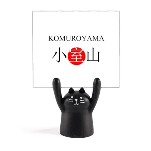 Memo holder chat noir Komuroyama Japan avec soleil rouge pour bureau