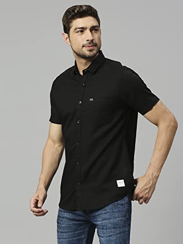 Image of Thomas Scott Men's | Solid | Half Sleeve | Slim Fit | Linen Blend | Spread Collar | Casual Shirt