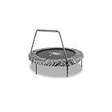 EXIT Toys Tiggy Junior Trampolin mit Stange - ø140cm - Für Kleinkinder - Innen- und Außenbereich - Mit Gummibändern für sanftes Springen - Einzigartiges Design - Schwarz/Grau