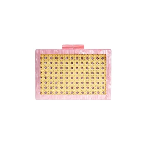 Image of RomanticDesign Women Acrylic Handbag Rattan Woven Pattern Square Box Crossbody Handbag Shoulder Bag Chain Purse
