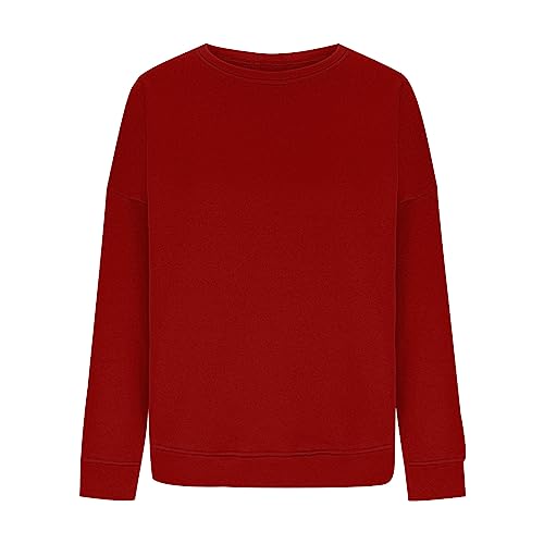 Ceboyel OUTFITS FOR WOMEN 2023 Womens Crew Neck Sweatshirts Oversized Long Sleeve Pullover Hoodie Cute Sweaters Shirts Teens Girls Winter Clothes Womens Hoodies Pullover Friends Red Xl thumb #4