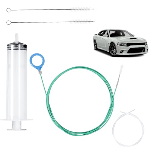 Nexolia 118 Inch Long Auto Sunroof Drain Cleaning Tool Tube Cleaner with Tube Cleaning Brush and Syringe for Car Sunroof Trunk Windshield Drain Hose Cleaning ﻿