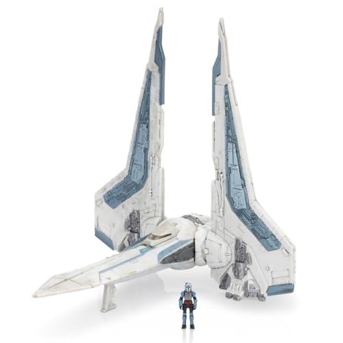 Star Wars Micro Galaxy Squadron Bo-Katan’s Gauntlet Fighter (Armada Edition) - 5-inch Vehicle with Rotating Wings and 1-Inch Micro Figure Accessory by Jazwares - Used condition - US$15.12