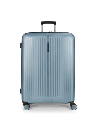 Gabol - Maleta Grande Expandible Brooklyn 51x75x31/34 cm - Equipaje Ligero 4,5kg con Capacidad 109/119,6L - 4 Ruedas Dobles 360° y Cerradura TSA - Diseño Español en Polipropileno - Azul Claro