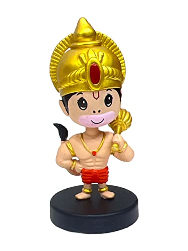 Image of AUGEN Hanuman God Action Figure Limited Edition Bobblehead for Car Dashboard, Office Desk & Study Table (Pack of 1)