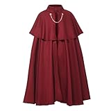 BPURB Capa medieval de caballero renacentista para hombre, disfraz steampunk, unisex, para Halloween, cosplay, fiesta gótica, rojo vino, Talla única