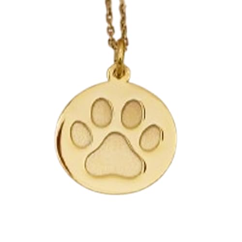 Collar de huella de perro de Plata de Ley 925 bañada en oro de 22 mm con cadena de 45 cm