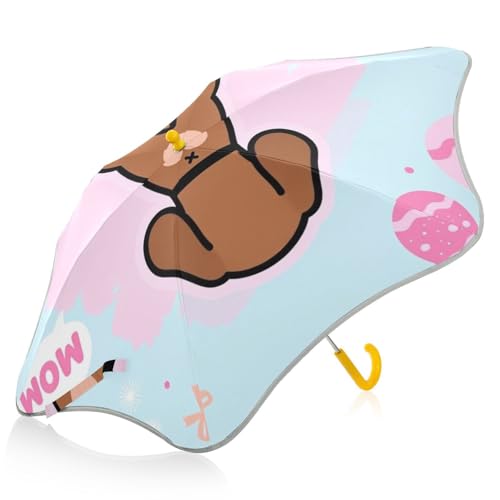 Paraguas para niños pequeños con estampado de perro salchicha rosa impermeable 2