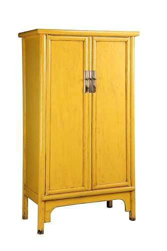 Colours of The Orient – Chinesischer Schrank Gelb – Fresh Yellow – Orientalischer Schrank – Asiatischer Schrank – Chinesischer Hochzeitsschrank – Handgefertigt aus China – Neutral Gelb