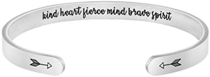 JoycuFF Inspirational Birthday Gifts for Women Bracelets for Teen Girls Strength Jewelry Inspirational Feminist Gift for Women Mantra Cuff Bangle