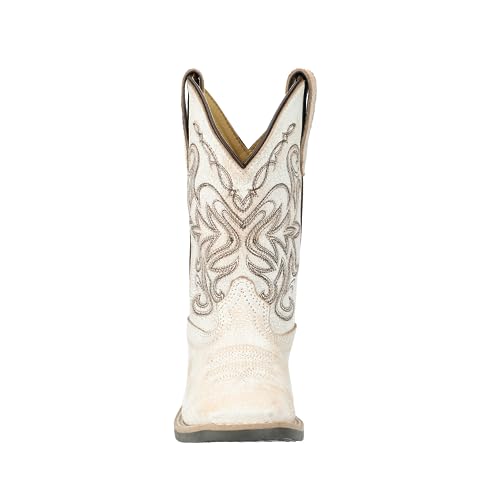 Kid's Georgia White Antique Leather Square Toe4