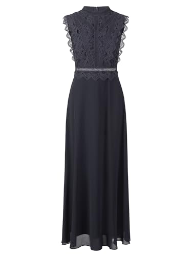 APART Abendkleid mit Spitze und transparentem Rückenteil, Nachtblau, 40