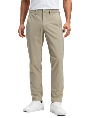CRZ YOGA Stretch Cotton Chino Pants for Men - 30" Breathable Work Casual Athletic Fit Twill Trousers with Pockets Oak 32W x 30L