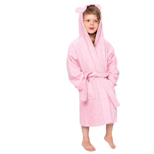 Twinzen - Bathrobe Kids for Boys & Girls - 100% Cotton Oeko-TEX® - Belt, 2 Pockets, Hood with Ears