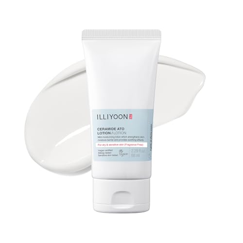 ILLIYOON Ceramide Ato Lotion 68ml, Stärkung & Wiederherstellung der Hautbarriere, Soja Ceramide für trockene empfindliche Haut, Sanfte Feuchtigkeitscreme für Kinder und Erwachsene, Vegan, Duftfrei