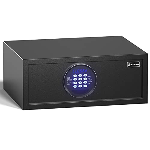 XDeer HS300 Hotel Safe 1.39 Cubic Feet Home Safe Personal Document Steel Security Safe Box With Hotel-Style Digital Electronic Lock- Black