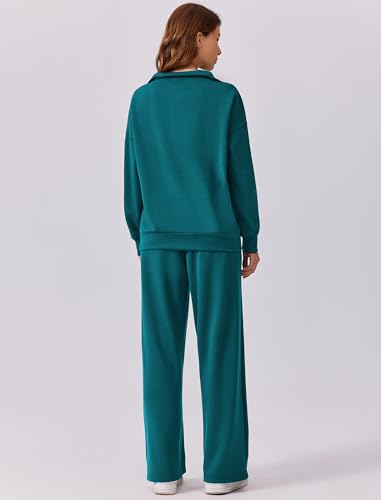 Image of PINSPARK 2 Piece Sets for Women 2026 Fall Outfits Sweatsuit Oversized Sweatshirt Wide Leg Sweatpants Matching Set Tracksuit