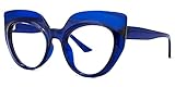 Zeelool Cat Eye Blue Light Blocking Glasses for Women Chic Thick Eyewear Depp OP01884-03 Dark/Blue