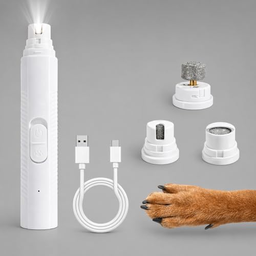 Image of Pet Nail Grinder with LED Light for Blood Line Detection, USB Rechargeable, Safe Paw Care Tool for Dogs and Cats (Nail Grinder)