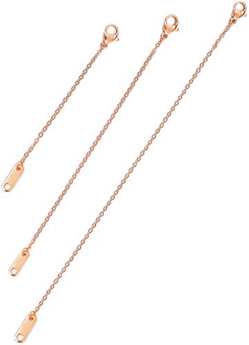 Altitude Boutique 18k Rose Gold Plated Necklace Extenders | Delicate Necklace Extender Chain Set for Women | 3 Piece Hypoallergenic Extender Set Extensions 5cm 10cm 15cm (Rose Gold)