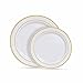 Yuexincheng 6,7,5,9,10,25 Pouces Premium Gold Black Framed Assiettes à dîner et à Dessert en Plastique Multi-usages (Bordure dorée de 26 cm de 10,25 '')