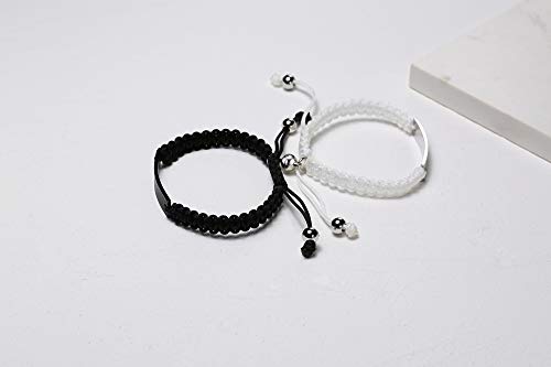 Xuanpai Engraved Handmade Matching Couples Rope Braided Id Bracelets Set Anniversary Personalized Gift For Him And Her (Circular, Her Weirdo&His Crazy) #TOP4