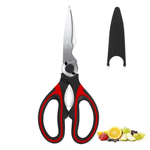 JANGII Kitchen Scissors Sharp Heavy Duty Kitchen Scissors Stainless Steel Multipurpose Utility Scissor Kitchen Shears for Chicken Meat Scissors UK Dishwasher Safe (1X Red Black) JANGII Kitchen Scissors Sharp Heavy Duty Kitchen Scissors Stainless Steel Multipurpose Utility Scissor Kitchen Shears for Chicken Meat Scissors UK Dishwasher Safe (1X Red Black)