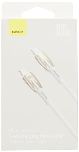 Baseus Glimmer Series - Cable de carga PD tipo C (100 W, 200 cm), color blanco