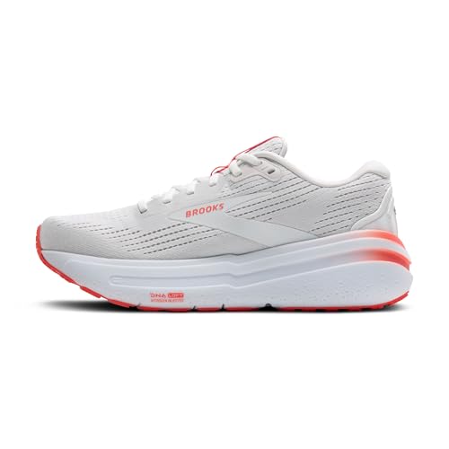 Brooks Women’s Ghost Max 2 Neutral Running & Walking Shoe - White/Hot Coral - 8 Medium