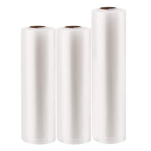 iBune Vakuumrollen 3 Rollen (20 x 760cm und 28 x 760) Vakuumierfolie Vakuumbeutel für Vakuumierer & Lebensmittelfür Sous Vide Kochen BPA Frei Cover