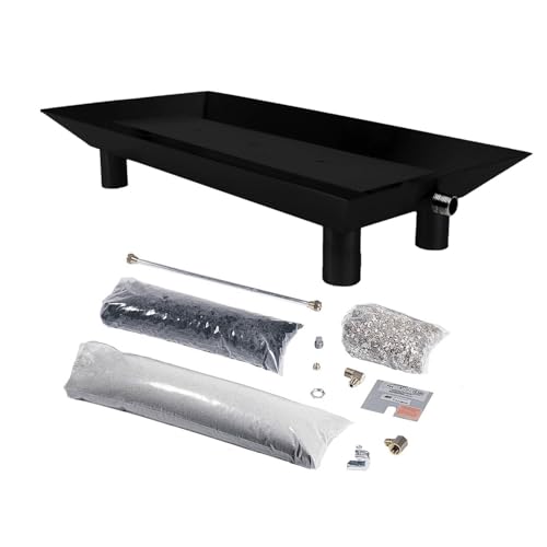 Rasmussen Custom Pan Vented Fireplace Burner Kit with Round Legs (CS33W-SR-P), Propane, 33x16-Inches