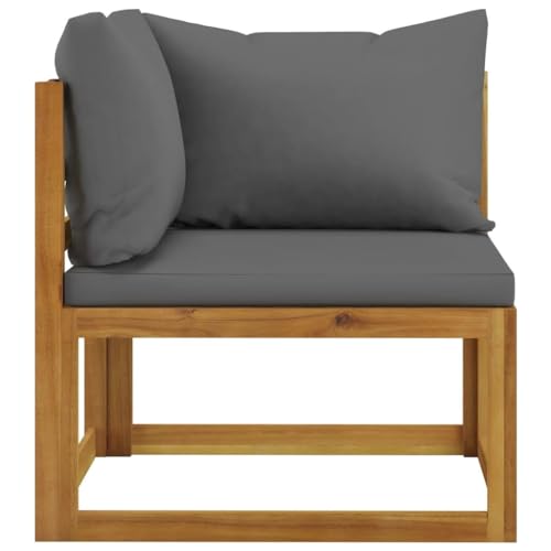allesoky [Product 3-Seater Sofa – Solid Acacia Wood Outdoor Furniture with Cushion Garden Seating Wooden Couch for Acacia Wood Sofa Set-Gray