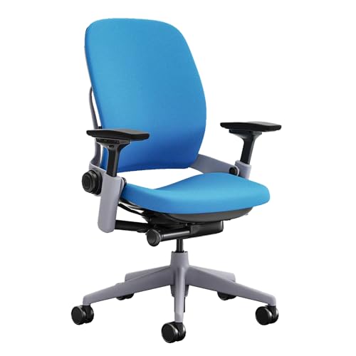 Image of Steelcase Leap Office Chair, Adjustable, Hard Floors, Blue Jay Fabric