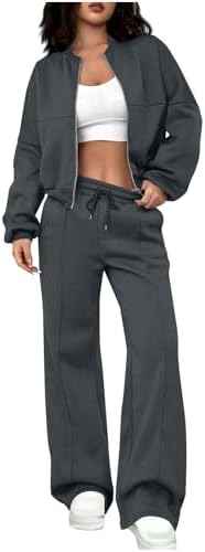 Mrat Tracksuit Womens 2 Piece Sets Long Sleeve Zip Up Bomber Jack...