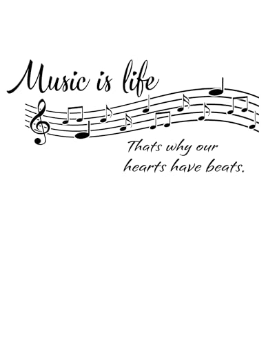 Make Unique Music is Life Wall Sticker – Vinyl Quote for Bedroom or Living Room – 10 Colours, 4 Sizes – Easy Transfer, Removable Home Decor. (Red, 40 CM)