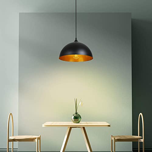Tomshine Plug In Pendant Light, Metal Dome Hanging Pendant Light 2 Pack With 15Ft Plug In Cord, On/Off Switch, For E26 Bulbs, Black Barn Pendant Light For Farmhouse Kitchen, Dining, Bedroom 2 Pack #TOP2