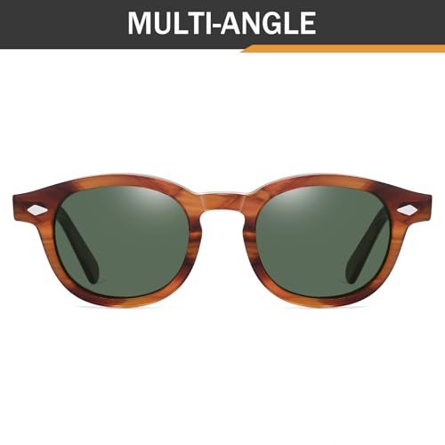 Acetate Polarized Round Sunglasses For Men Women Vintage Retro Oval Tortoiseshell Shades Eyewear3