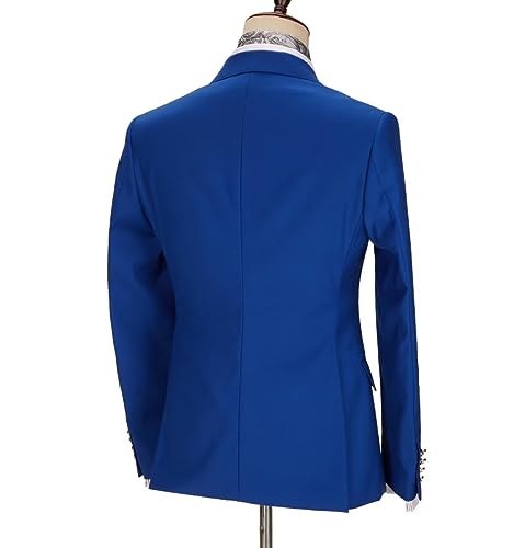 Men's 2 Piece Slim Fit Suit Double Breasted Solid Blazer Formal Jacket and Pants Set for Wedding Prom3