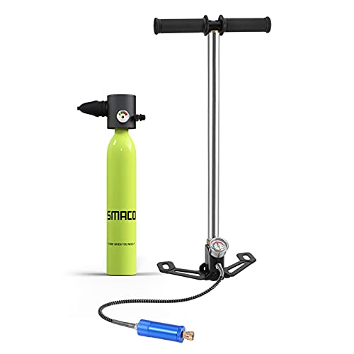 SMACO Scuba Tank for Diving Tank Mini Scuba Dive Cylinder Support 5-10 Minutes 0.5L Capacity Scuba Diving Equipment Tank Mini Scuba Tank Breath Underwater Device Professional Pony Bottle, Green-B