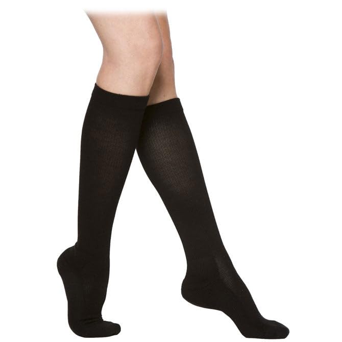 Image of Sigvaris Women's Motion Cushioned Cotton 360 Closed Toe Calf-High Socks 20-30mmHg - White - Medium Short