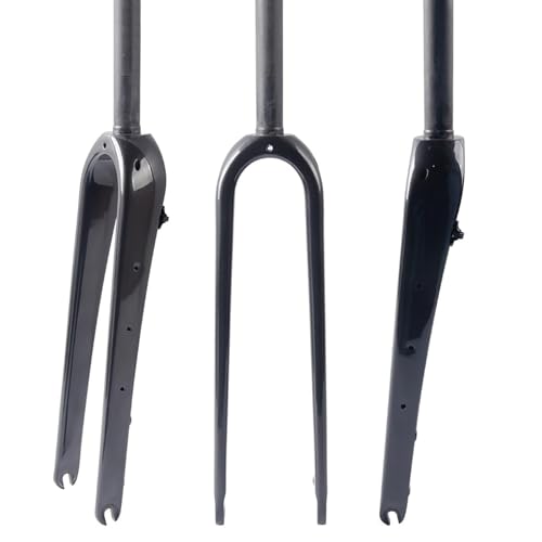 Horquilla De Grava 700c Fibra De Carbono Bicicleta De Carretera Horquilla Rígida QR 9mm Freno De Disco 1 1/8 ''Tubo Recto/Cónico Luz Bicicletas Horquilla Delantera(Mate Black,Straight)