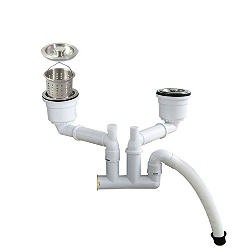 Talea Sifone doppio per lavello da cucina, 110/114 mm, anti-odore, set di sifoni di scarico