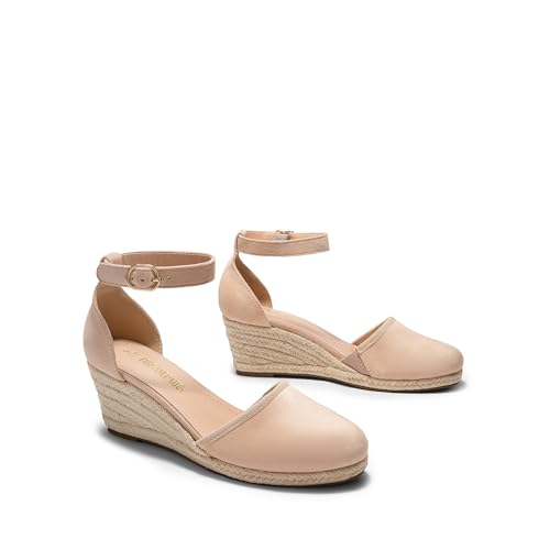 Image of DREAM PAIRS Women's Espadrilles Closed Toe Ankle Strap Dressy Platform Wedge Sandals