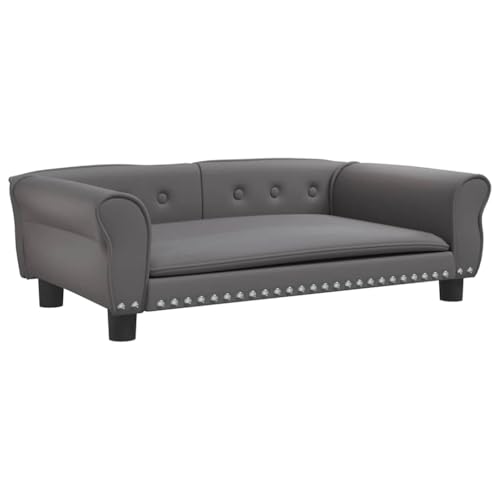 vidaXL Hundebett, Hundekissen mit weicher Polsterung, Hundesofa Hundecouch für kleine Hunde Haustiere, Haustierbett Katzenbett, Grau Kunstleder