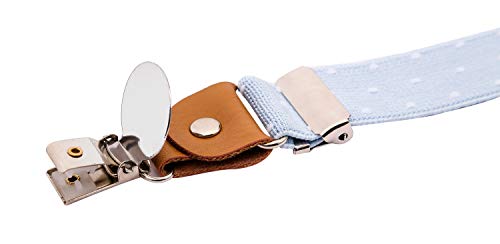 Ceajoo Big Boys' Suspenders And Bow Tie Set Adjustable With Round Metal Clips 40" Blue White Polka Dot #TOP5