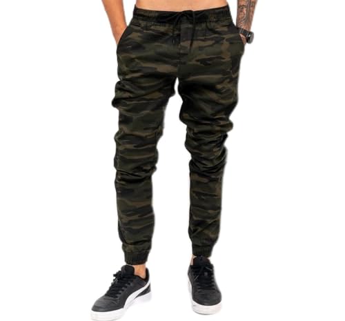 Calça Jogger Masculina Lycra Elastano Com Punho Elástico (P, Camuflado)