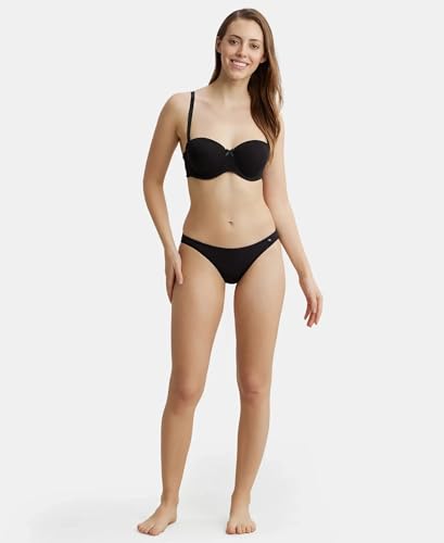 Image of Jockey FE52 Women's Under-Wired Padded Super Combed Cotton Elastane Stretch Full Coverage Multiway Styling Strapless Bra with Ultra-Grip Support Band